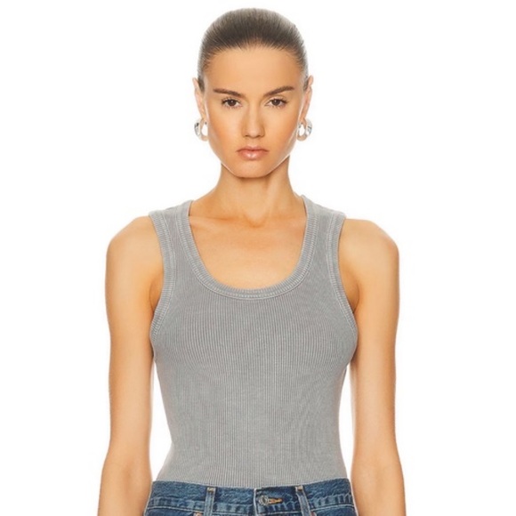 Agolde | Women’s Grey Ribbed Poppy Scoop Neck Sleeveless Tank Top, Size S - Picture 14 of 14